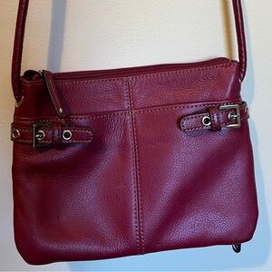 Tignanello Red Leather Crossbody Bag